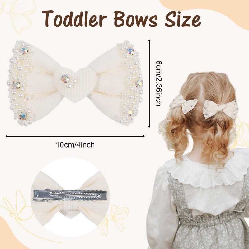 مشبكان مخمليان للشعر من TOKUFAGU، قطعتان، للبنات الصغيرات، مشابك شعر أنيقة من اللؤلؤ الأبيض، إكسسوار شعر مثالي لحفلات الزفاف وأعياد الميلاد والهالوين والكريسماس - Image 3